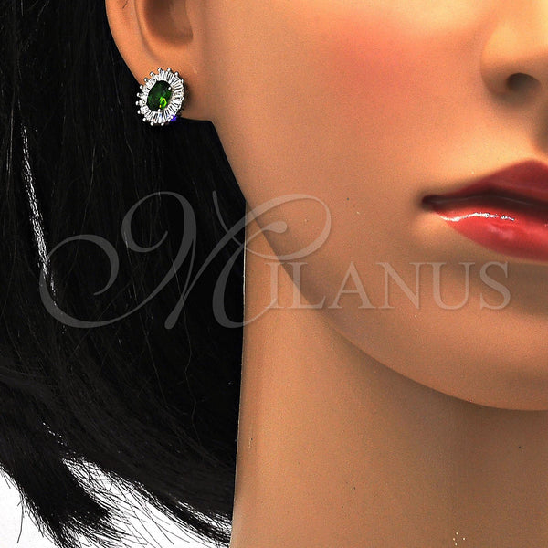 Sterling Silver Ring — Earring and Pendant Adult Set with Green and — alternate product view — SKU 113903 | Plata 925 anillo — Earring and Pendant Adult Set with Green and — SKU 113903