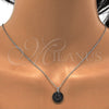 Sterling Silver Earring and Pendant Adult Set, with Black Diamond Swarovski Crystals, Polished, Rhodium Finish, 10.281.0022