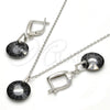 Sterling Silver Earring and Pendant Adult Set, with Black Diamond Swarovski Crystals, Polished, Rhodium Finish, 10.281.0022