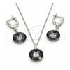 Sterling Silver Earring and Pendant Adult Set, with Black Diamond Swarovski Crystals, Polished, Rhodium Finish, 10.281.0022