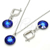 Sterling Silver Earring and Pendant Adult Set, with Bermuda Blue Swarovski Crystals, Polished, Rhodium Finish, 10.281.0022.1