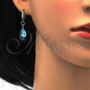 Sterling Silver Earring and Pendant Adult Set, Teardrop Design, with Bermuda Blue Swarovski Crystals, Polished, Rhodium Finish, 10.281.0023.1