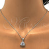 Sterling Silver Earring and Pendant Adult Set, with White Cubic Zirconia, Polished, Rhodium Finish, 10.175.0052