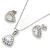 Sterling Silver Earring and Pendant Adult Set, with White Cubic Zirconia, Polished, Rhodium Finish, 10.175.0052