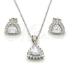 Sterling Silver Earring and Pendant Adult Set, with White Cubic Zirconia, Polished, Rhodium Finish, 10.175.0052
