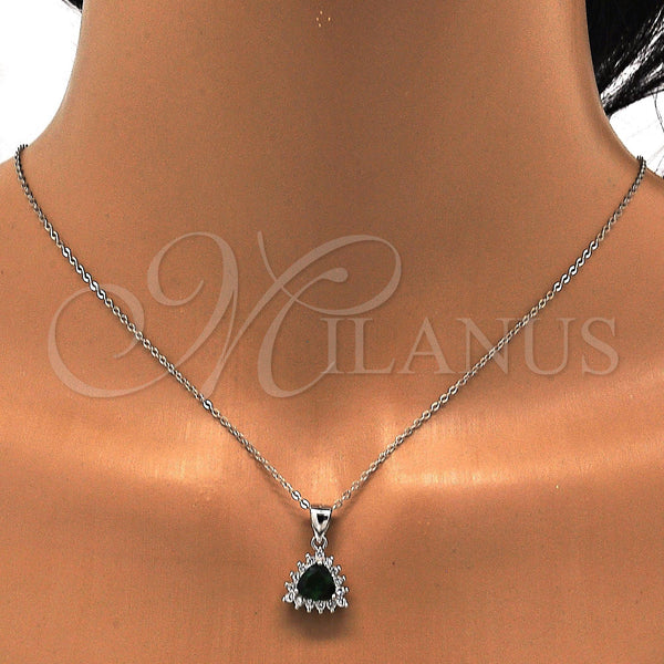Sterling Silver Ring — Earring and Pendant Adult Set with Green and — alternate product view — SKU 113910 | Plata 925 anillo — Earring and Pendant Adult Set with Green and — SKU 113910