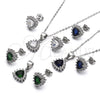 Sterling Silver Earring and Pendant Adult Set, with Green and White Cubic Zirconia, Polished, Rhodium Finish, 10.175.0052.1