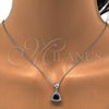 Sterling Silver Earring and Pendant Adult Set, with Sapphire Blue and White Cubic Zirconia, Polished, Rhodium Finish, 10.175.0052.3
