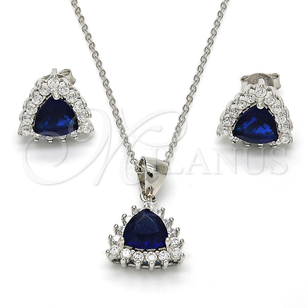 Sterling Silver Ring — Earring and Pendant Adult Set with Sapphire Blue — main product view — SKU 113912 | Plata 925 anillo — Earring and Pendant Adult Set with Sapphire Blue — SKU 113912