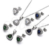 Sterling Silver Earring and Pendant Adult Set, with Sapphire Blue and White Cubic Zirconia, Polished, Rhodium Finish, 10.175.0052.3