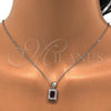 Sterling Silver Earring and Pendant Adult Set, with Garnet and White Cubic Zirconia, Polished, Rhodium Finish, 10.175.0053.1