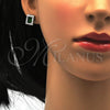 Sterling Silver Earring and Pendant Adult Set, Baguette Design, with Green and White Cubic Zirconia, Polished, Rhodium Finish, 10.175.0053.2