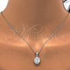 Sterling Silver Earring and Pendant Adult Set, with White Cubic Zirconia, Polished, Rhodium Finish, 10.175.0054