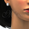 Sterling Silver Earring and Pendant Adult Set, with White Cubic Zirconia, Polished, Rhodium Finish, 10.175.0054