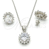 Sterling Silver Earring and Pendant Adult Set, with White Cubic Zirconia, Polished, Rhodium Finish, 10.175.0054