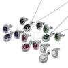 Sterling Silver Earring and Pendant Adult Set, with White Cubic Zirconia, Polished, Rhodium Finish, 10.175.0054