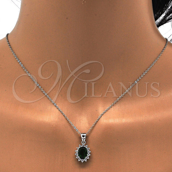 Sterling Silver Ring — Earring and Pendant Adult Set with Green and — alternate product view — SKU 113918 | Plata 925 anillo — Earring and Pendant Adult Set with Green and — SKU 113918