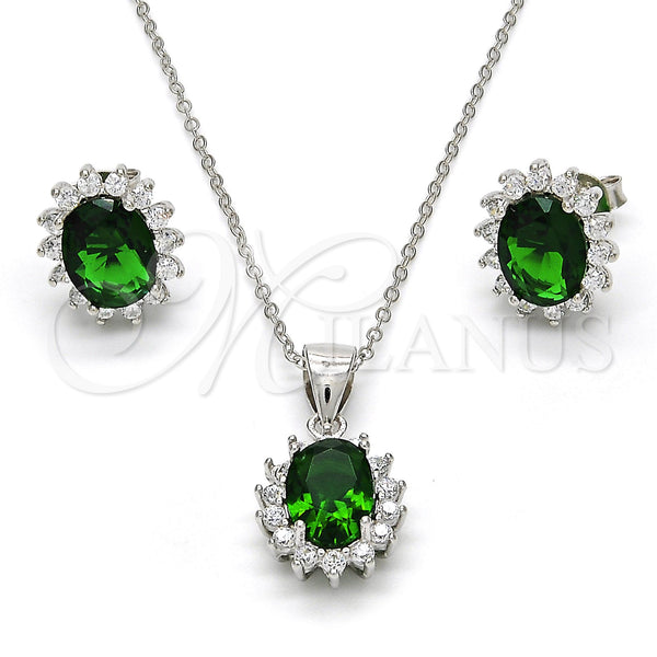 Sterling Silver Ring — Earring and Pendant Adult Set with Green and — main product view — SKU 113918 | Plata 925 anillo — Earring and Pendant Adult Set with Green and — SKU 113918