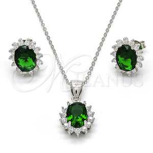 Sterling Silver Ring — Earring and Pendant Adult Set with Green and — main product view — SKU 113918 | Plata 925 anillo — Earring and Pendant Adult Set with Green and — SKU 113918