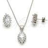Sterling Silver Earring and Pendant Adult Set, with White Cubic Zirconia, Polished, Rhodium Finish, 10.175.0056