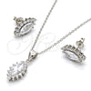Sterling Silver Earring and Pendant Adult Set, with White Cubic Zirconia, Polished, Rhodium Finish, 10.175.0056