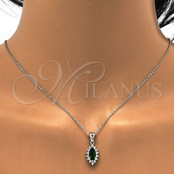 Sterling Silver Ring — Earring and Pendant Adult Set with Green and — alternate product view — SKU 113926 | Plata 925 anillo — Earring and Pendant Adult Set with Green and — SKU 113926