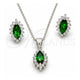 Sterling Silver Earring and Pendant Adult Set, with Green and White Cubic Zirconia, Polished, Rhodium Finish, 10.175.0056.1
