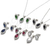 Sterling Silver Earring and Pendant Adult Set, with Green and White Cubic Zirconia, Polished, Rhodium Finish, 10.175.0056.1