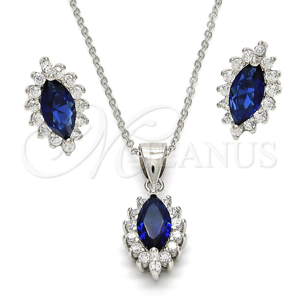 Sterling Silver Ring — Earring and Pendant Adult Set with Sapphire Blue — main product view — SKU 113928 | Plata 925 anillo — Earring and Pendant Adult Set with Sapphire Blue — SKU 113928