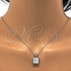 Sterling Silver Earring and Pendant Adult Set, with White Cubic Zirconia, Polished, Rhodium Finish, 10.175.0057
