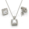 Sterling Silver Earring and Pendant Adult Set, with White Cubic Zirconia, Polished, Rhodium Finish, 10.175.0057