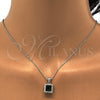 Sterling Silver Earring and Pendant Adult Set, with Green and White Cubic Zirconia, Polished, Rhodium Finish, 10.175.0057.3