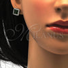 Sterling Silver Earring and Pendant Adult Set, with Green and White Cubic Zirconia, Polished, Rhodium Finish, 10.175.0057.3