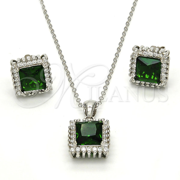 Sterling Silver Ring — Earring and Pendant Adult Set with Green and — main product view — SKU 113932 | Plata 925 anillo — Earring and Pendant Adult Set with Green and — SKU 113932