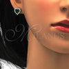 Sterling Silver Earring and Pendant Adult Set, Heart Design, with Green and White Cubic Zirconia, Polished, Rhodium Finish, 10.175.0058.3
