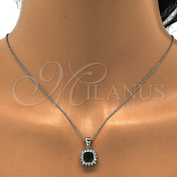 Sterling Silver Ring — Earring and Pendant Adult Set with Green and — main product view — SKU 113940 | Plata 925 anillo — Earring and Pendant Adult Set with Green and — SKU 113940