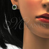 Sterling Silver Earring and Pendant Adult Set, with Green and White Cubic Zirconia, Polished, Rhodium Finish, 10.175.0059.3