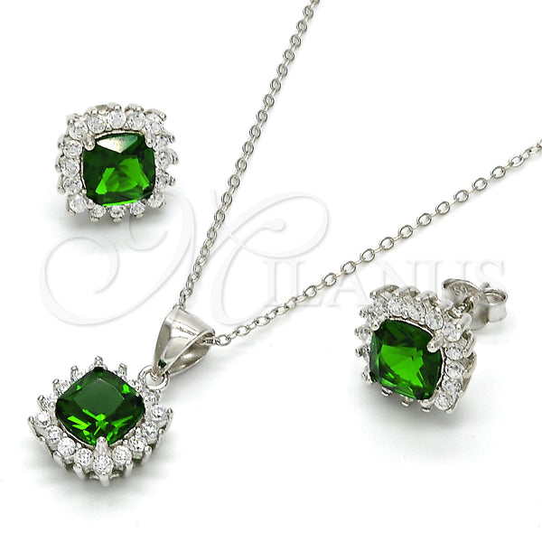 Sterling Silver Ring — Earring and Pendant Adult Set with Green and — alternate product view — SKU 113940 | Plata 925 anillo — Earring and Pendant Adult Set with Green and — SKU 113940