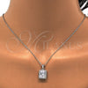 Sterling Silver Earring and Pendant Adult Set, with White Cubic Zirconia, Polished, Rhodium Finish, 10.175.0061
