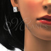 Sterling Silver Earring and Pendant Adult Set, with White Cubic Zirconia, Polished, Rhodium Finish, 10.175.0061