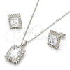 Sterling Silver Earring and Pendant Adult Set, with White Cubic Zirconia, Polished, Rhodium Finish, 10.175.0061