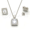 Sterling Silver Earring and Pendant Adult Set, with White Cubic Zirconia, Polished, Rhodium Finish, 10.175.0061