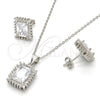 Sterling Silver Earring and Pendant Adult Set, with White Cubic Zirconia, Polished, Rhodium Finish, 10.175.0061