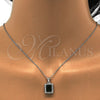 Sterling Silver Earring and Pendant Adult Set, with Green and White Cubic Zirconia, Polished, Rhodium Finish, 10.175.0061.1