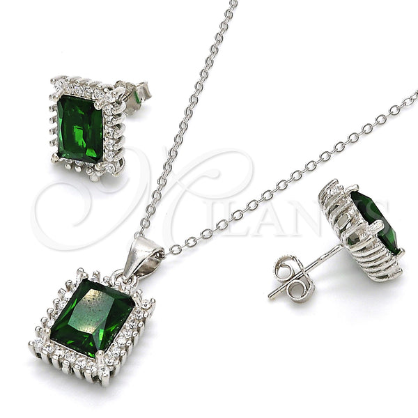 Sterling Silver Ring — Earring and Pendant Adult Set with Green and — alternate product view — SKU 113946 | Plata 925 anillo — Earring and Pendant Adult Set with Green and — SKU 113946