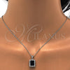 Sterling Silver Earring and Pendant Adult Set, with Sapphire Blue and White Cubic Zirconia, Polished, Rhodium Finish, 10.175.0061.3