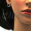 Sterling Silver Earring and Pendant Adult Set, with Sapphire Blue and White Cubic Zirconia, Polished, Rhodium Finish, 10.175.0061.3