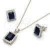 Sterling Silver Earring and Pendant Adult Set, with Sapphire Blue and White Cubic Zirconia, Polished, Rhodium Finish, 10.175.0061.3