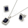 Sterling Silver Earring and Pendant Adult Set, with Sapphire Blue and White Cubic Zirconia, Polished, Rhodium Finish, 10.175.0061.3