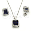 Sterling Silver Earring and Pendant Adult Set, with Sapphire Blue and White Cubic Zirconia, Polished, Rhodium Finish, 10.175.0061.3